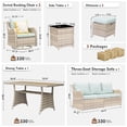 thumbnail image 3 of MEISSALIVVE 7 Pieces Patio Furniture Set with Dining Table, Outdoor Wicker Conversation Set with Wicker Armrest Swivel Chairs,3-seat Sofa, 2 Ottomans, Blue, 3 of 9