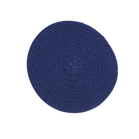 

Round Cotton Multi-Use Intricately Carved Mat Insulated Cotton Linen Durable Non Slip Coasters For Kitchen Pots Pans Turquoise Royal Blue 24cm