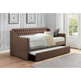 thumbnail image 2 of Lexiconhome Tulney Fabric Upholstered Daybed with Trundle, Twin/Twin, Brown, 2 of 3