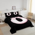 thumbnail image 3 of Erosebridal Initial Letter O Bedding Sets Twin with Comforter, Black Pink Duvet Insert, Kawaii Bow-tie Reversible Comforter Sets Twin Size, Lightweight Room Decorative, 2pcs, 3 of 8