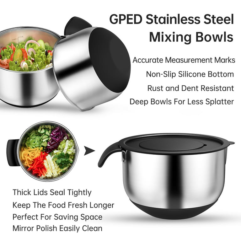 MIU Stainless Steel Mixing Bowl Set 11 Pc Set 1.5 Qt, 3 Qt, 5 Qt