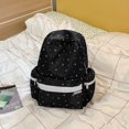 thumbnail image 6 of Floral School Backpack, Cute Aesthetic Backpack with Zippered Side Pocket, Waterproof Bookbag for Middle School College, Black, 6 of 6