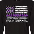 thumbnail image 4 of Inktastic Pancreatic Cancer Awareness Purple Ribbons and Flag Long Sleeve T-Shirt, 4 of 5