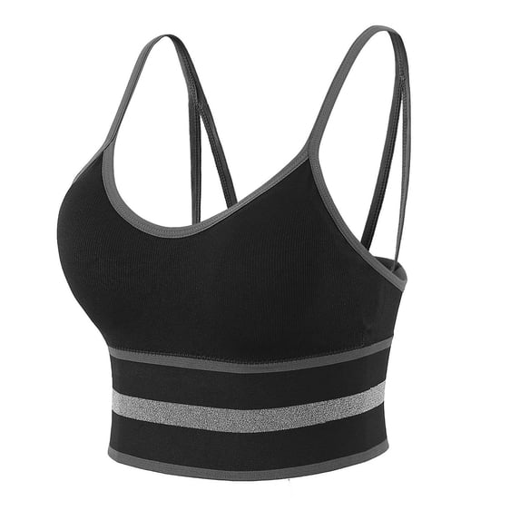 Bigersell Push-up T-Shirt Bra Women's Ruched Sport Bras Padded Workout Tops Medium Support Crop Tops Female Padded Bra with Straps Women Spandex Full-Figure Bra Style 1464, Black One Size