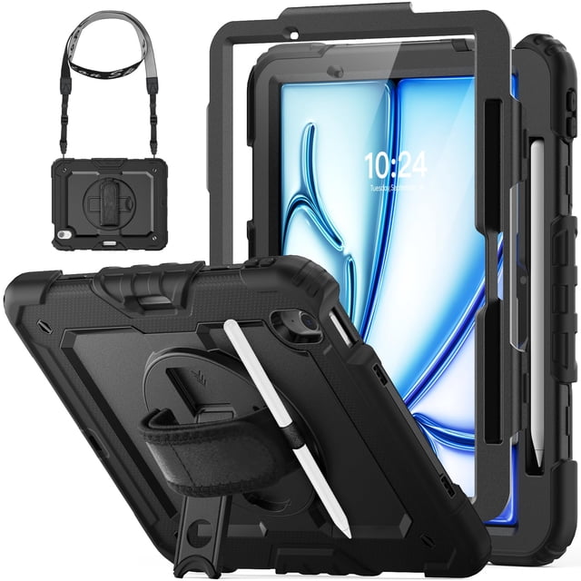 Funda HXCASEAC para iPad Air de 11 pulgadas (2025 M3/2024 M2), color negro