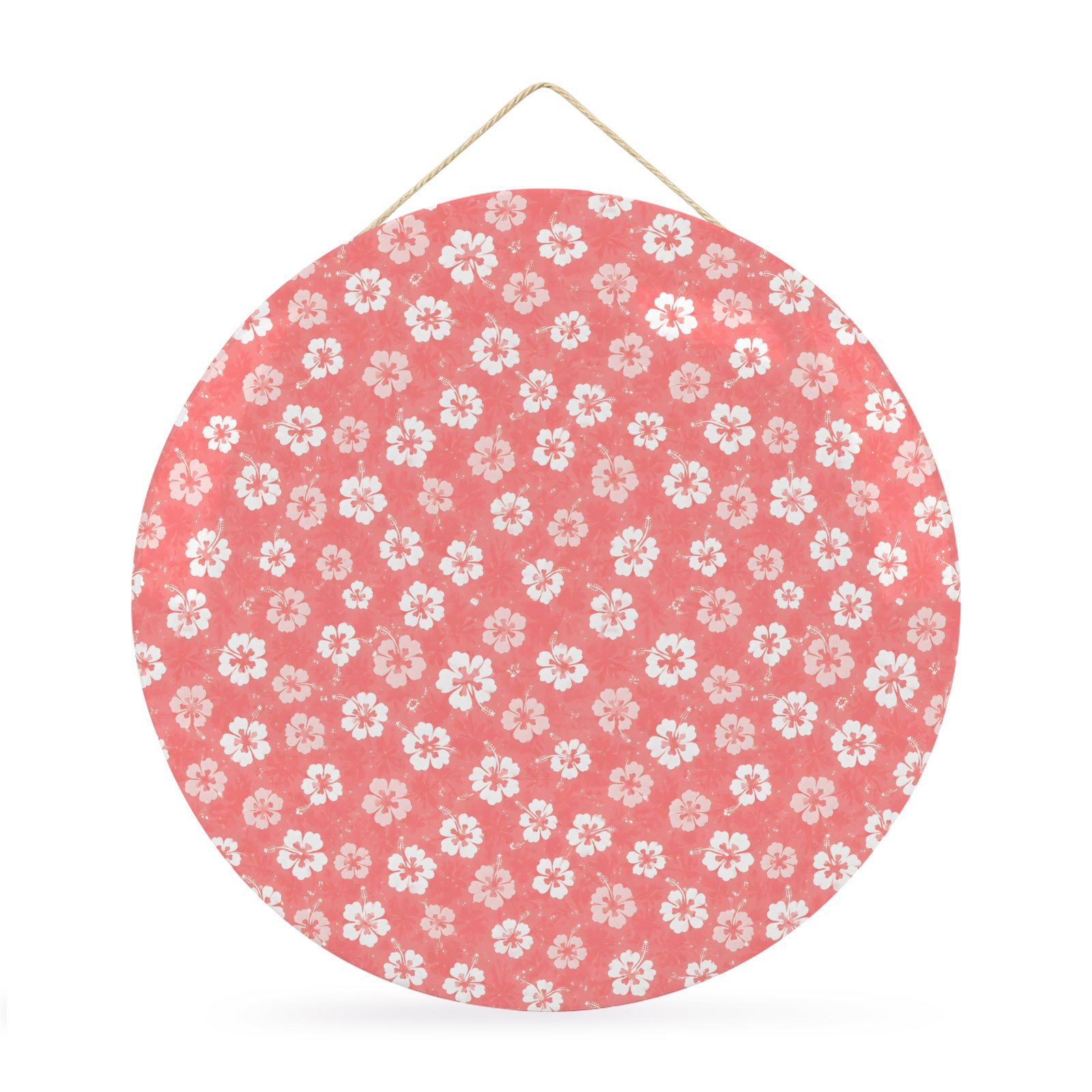 Welcome Sign Front Door Decorations Pink Flowers Round Wall Art Outdoor Metal Wreaths Farmhouse Rustic Botanical Floral Pattern Seasonal Hanging Sign for Home Porch Decor Warming Gift 12 In