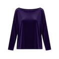 thumbnail image 4 of WXLWZYWL Velour Tops for Women Dressy Casual Crewneck Shirts Loose Fitted Vintage Long Sleeve Blouse Solid Holiday Party Outfits, 4 of 6