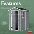 thumbnail image 5 of Keter Manor 4' x 6' Resin Storage Shed, All-Weather Plastic Outdoor Storage, Gray/White, 5 of 13
