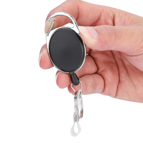 Domqga Key Chain Ring, Retractable Badge Reel,Recoil Retractable Nylon Rope  Keyring Carabiner Belt Clip Key Chain Ring ID Badge Reel Holder 