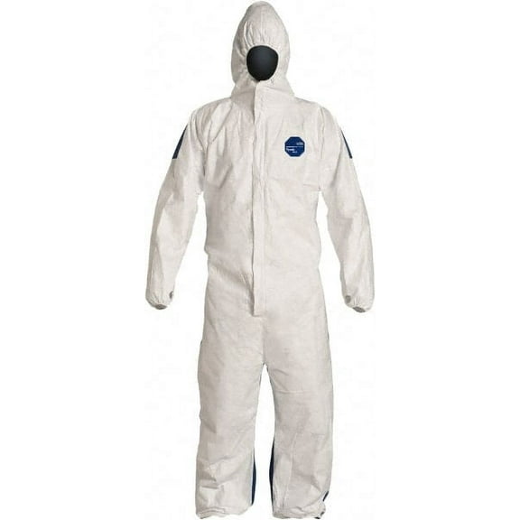 Dupont Coveralls,L,Blue/Wht,Tyvek 400 D,PK25 TD127SWBLG0025CM