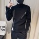 thumbnail image 5 of Ropa de motociclista para hombre, jersey de cuello alto con cremallera, suéter de punto para hombre, cuello alto con cremallera, cuello negro, ropa de calle Y2k con calefacción X, 5 of 5