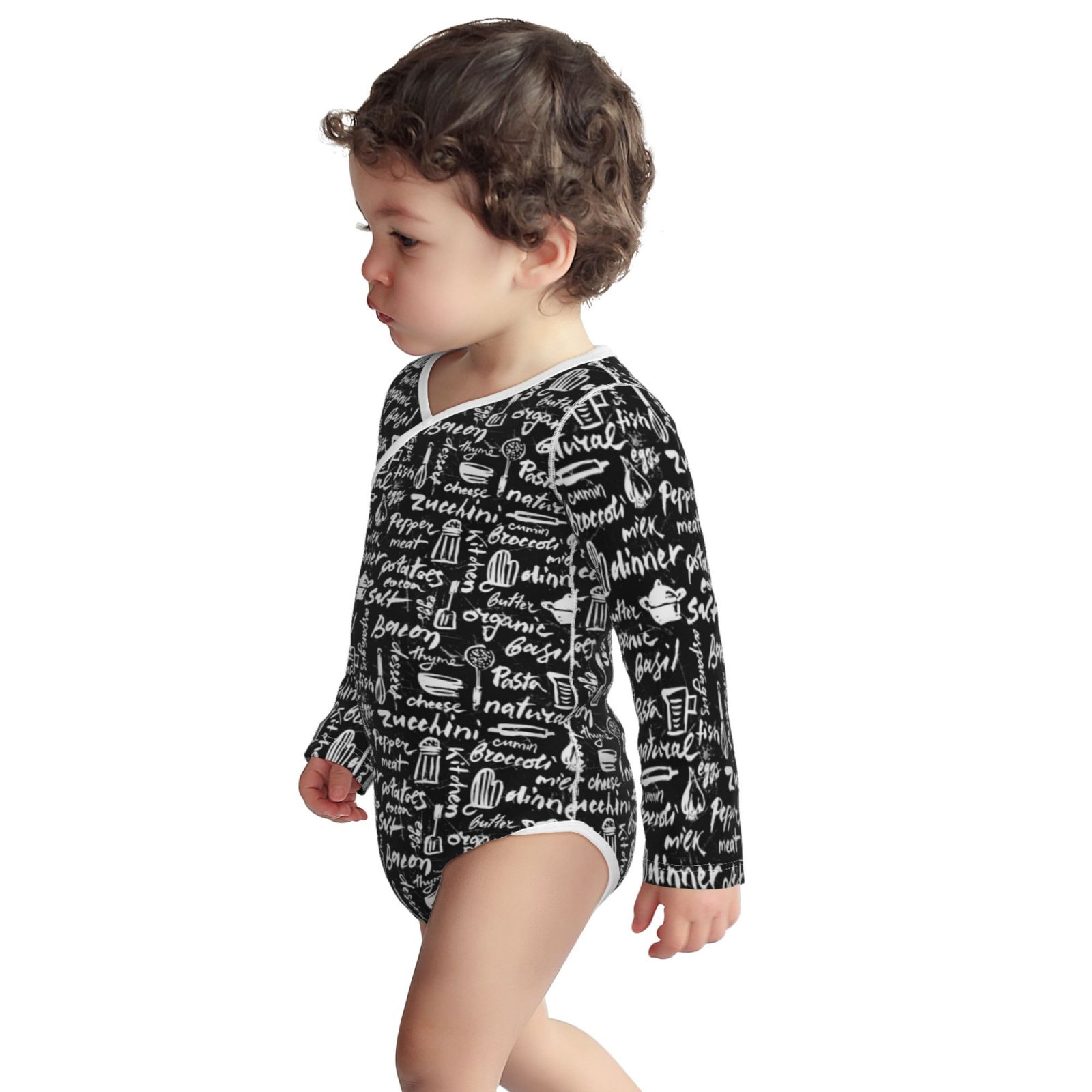Xecao Pasta Bacon Print Baby unisex-baby Cotton Long-sleeve Bodysuits-3 Months