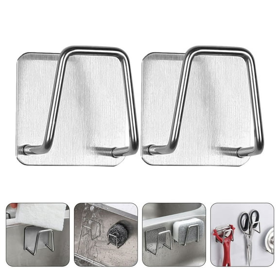 Worgeous 2 Pcs Stainless Steel Sponge Holder Holders for Sink Bob Hanging Silver
