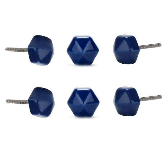 Blue Hexagon Cabinet Knob ( Set Of 6 )