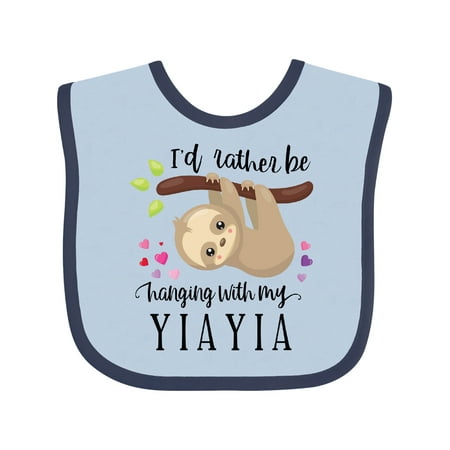 

Inktastic Sloth I d Rather Be Hanging with Yiayia Gift Baby Boy or Baby Girl Bib