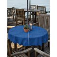 thumbnail image 3 of Outdoor Tablecloth with Umbrella Hole Zipper Farmhouse Solid Blue Round Tablecloth 60" Waterproof Outside Table Cloth Boho Vintage Country Woven Texture Patio Table Cover Tablecloths for Picnic Party, 3 of 8