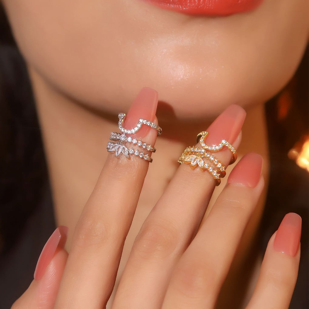 【sacai】Nail Ring Decodeary Exquisite Nail Rings For Women Adjustable Size For