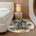 thumbnail image 3 of Spring Flowers Round Area Rugs Collection 6', Botanical Windows Floral Pots Bicycle Non Slip Indoor Circular Throw Runner Rug Floor Mat Carpet for Living Room Dining Table Bedroom Nursery, 3 of 9