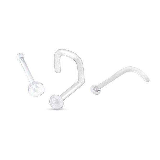 EG Gifts 18G Nose Retainer Glass Bioplast and acrylic Pack of 3