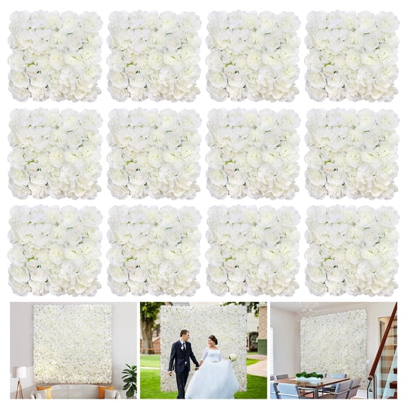 Fondo de pared floral RIDDSEE de 12 piezas con rosas artificiales blancas