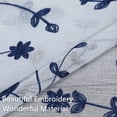 thumbnail image 4 of Sheer Valance Curtains, Leaf Embroidered Kitchen Window Treatment Voile Valances Cafe Curtains Rod Pocket, Faux Linen Textured Semi Sheer Bathroom Curtain Navy Blue, 52" W x 36" L, 4 of 7