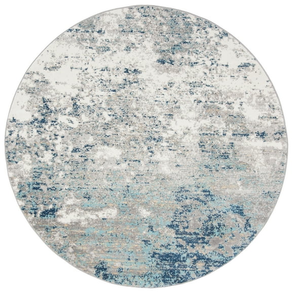 SAFAVIEH Brentwood Ainslee Abstract Area Rug, Light Grey/Blue, 5' x 5' Round