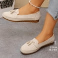 thumbnail image 5 of KIJBLAE Women's Plus Size Round Toe Closed Toe Moccasin Flats, Slip On Low Heel Soft Sole Casual Shoes Beige 42, 5 of 9
