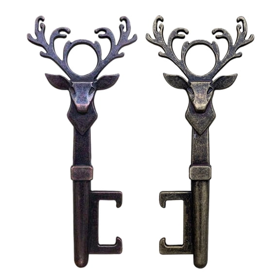 SPRING PARK 2Pcs Cast Iron Bottle Opener, Heavy Duty Wall Beer Bottle Opener Deer Head Wall Mount Bottle Cap Openers - Vintage Rustic Style Wall Decoration