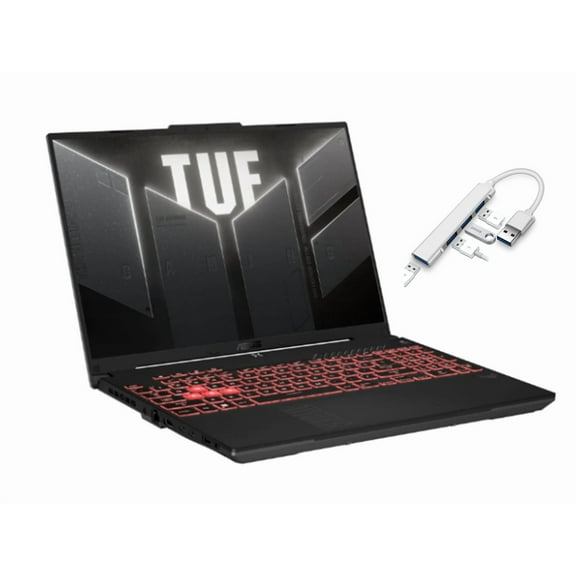 ASUS TUF 16” WUXGA 144Hz Gaming Laptop | AMD Ryzen 7 7445HS 3.2GHz | NVIDIA GeForce RTX 4050 | Backlit | Webcam | 16GB RAM DDR5 | 512GB SSD | Windows 11 Home | Bundle with USB 3.0 Hub