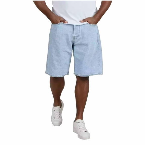ZOYOEN Mens Denim Shorts with Pockets- Casual Comfort Waist Vintage Relaxed Fit Jean Shorts Light Blue Size 28-34