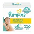 thumbnail image 1 of Baby Wipes Pampers Sensitive, Clinically Proven, Fragrance Free, Water Based, Hypoallergenic Baby Wipes, 4 Flip-Top Packs (336 Wipes Total), 1 of 9