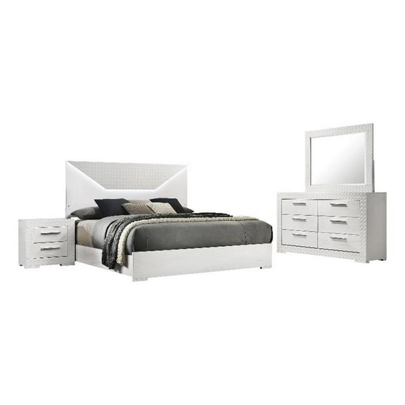 Ives 4-piece Eastern King Bedroom Set White High Gloss