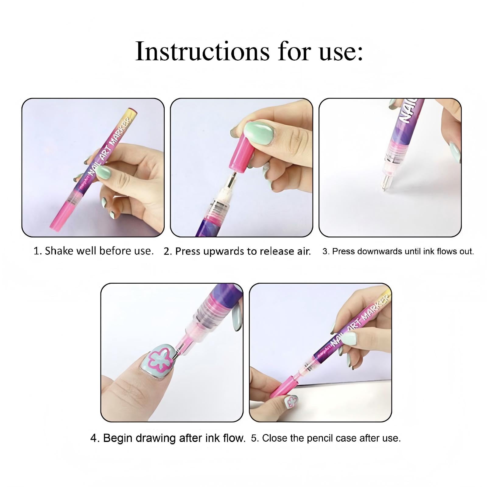 Nail Art Markers for Gel Nails 12 Colors Nail Art Pens Set for Home Salon,Quickly Dry Nail Art Nail DIY Decoration