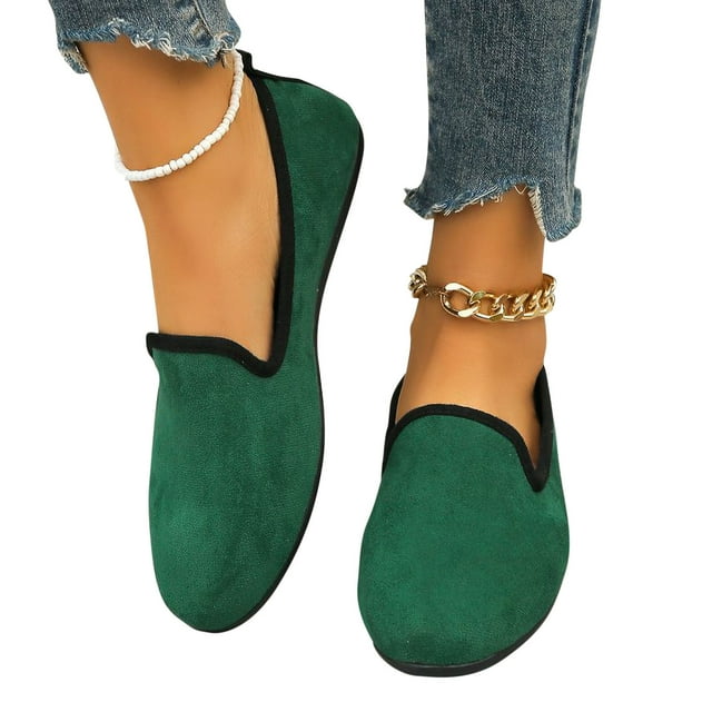 Cameland Chaussures Plates Décontractées à Enfiler pour Femmes, Grande Taille, en Suède, Bout Rond, Décolleté Peu Profond