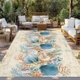 thumbnail image 2 of Beach Coastal Beige Outdoor Rug for Patio/Deck/Porch, Non-Slip Large Area Rug 5 x 7 Ft, Nautical Shell Starfish Coral Summer Indoor Outdoor Rugs Washable Area Rugs, Camping Rug Carpet Runner, 2 of 8