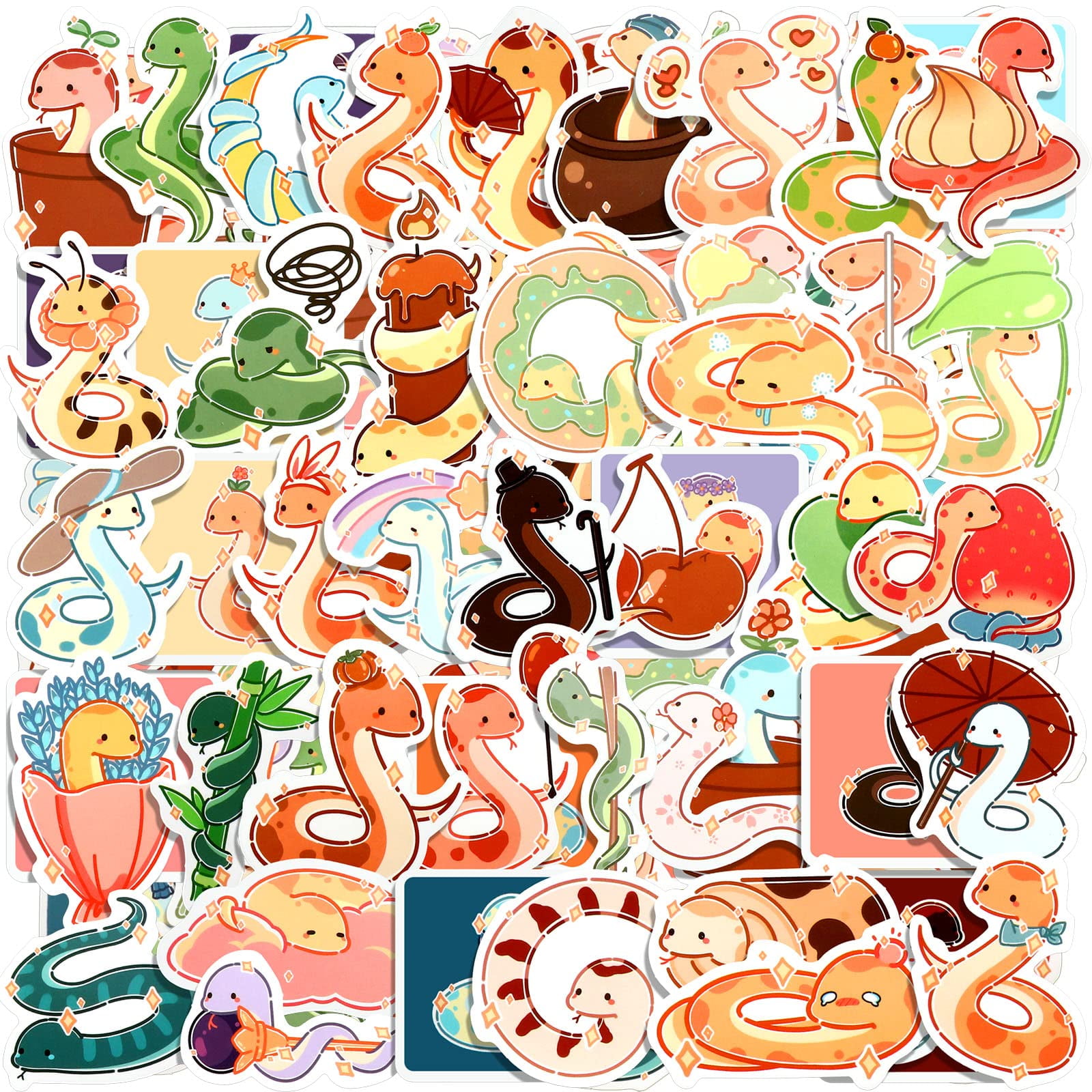 100 Pcs Snake Stickers Reptile Stickers Waterproof Vinyl Snake Stickers