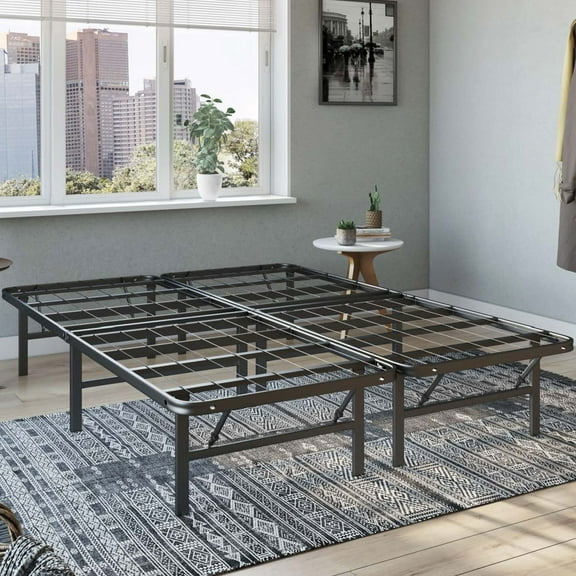 Hercules Metal Bed Frame 14-Inch Platform Bed Frame, Easy Assembly Mattress Foundation, Bed Frame No Box Spring Needed, Heavy Duty Foldable Bedframe, Noise Free - Twin XL, Black