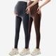 thumbnail image 2 of Amzcrzy 2PC Leggings premamá color liso por encima de la barriga clásicos largo completo cómodos suaves yoga ejercicio informal S-XL Marrón, 2 of 6