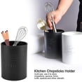 thumbnail image 3 of Porta cubiertos, porta utensilios de cocina de acero inoxidable, práctico organizador de utensilios de cocina, palillos, tenedores, cucharas, 3,9 x 5,1 pulgadas, color negro mate, 3 of 4