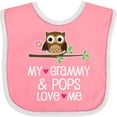 thumbnail image 3 of Inktastic Grammy and Pops Love Me Owl Girls Baby Bib, 3 of 4