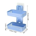 thumbnail image 2 of Unique Bargains 1 Pc Soap Dish Keep Soap Dry Soap Cleaning Storage Drill Free Soap Holder for Bathroom Blue Plastic, 2 of 8