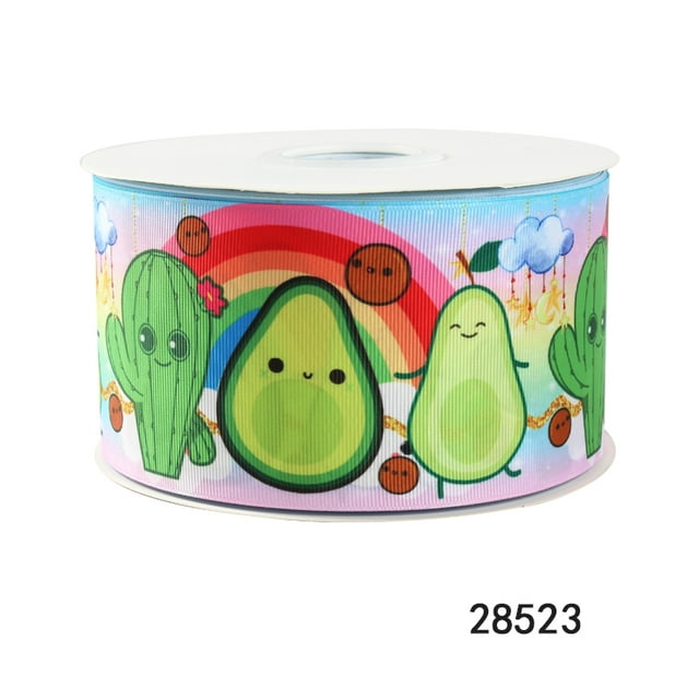 5Yards Fruit Animals Cartoon Printed Grosgrain Ribbon for Hairbows DIY Holiday Sewing Accessories Jiayi