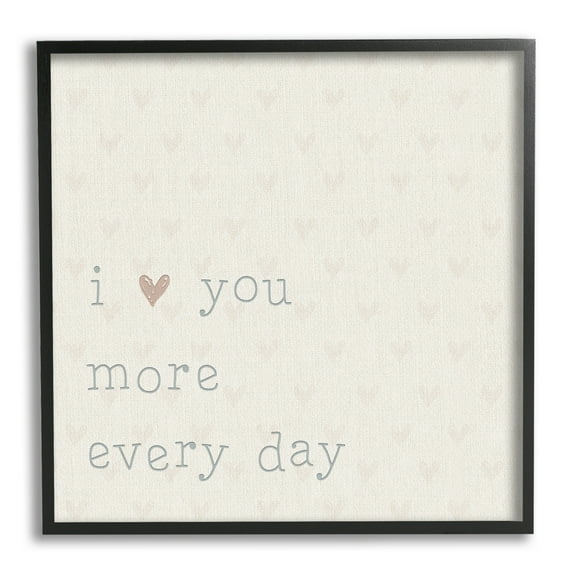 Stupell Industries Love You More Casual Heart Print Pattern Graphic Art Black Framed Art Print Wall Art, Design by CAD Designs