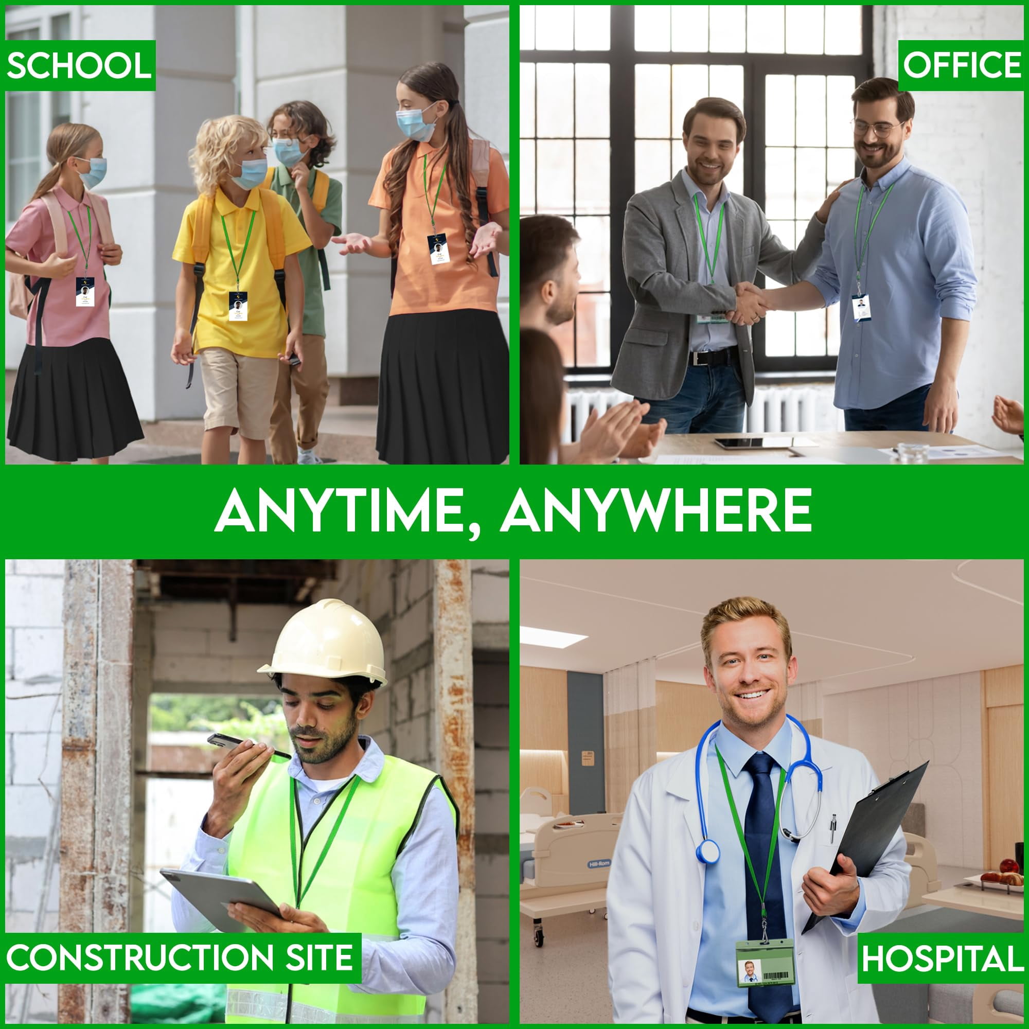 100-pack Green Lanyards For Id Badges With Swivel J-hooks - Versatile Neck Lanyard Keys  Card Holders Whistles And More Ideal Offices Teachers Cruise Ship Cards
