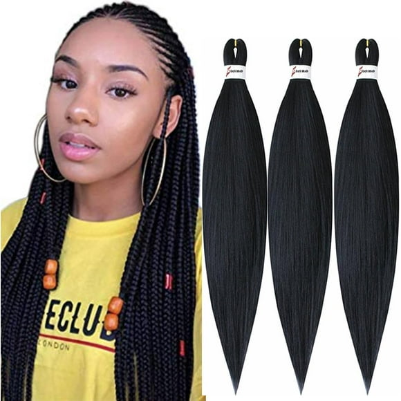 shiyou-Pre Stretched Braiding Hair 1# Black Braids Hair Extensions 26 Inch(1#-3Pcs)