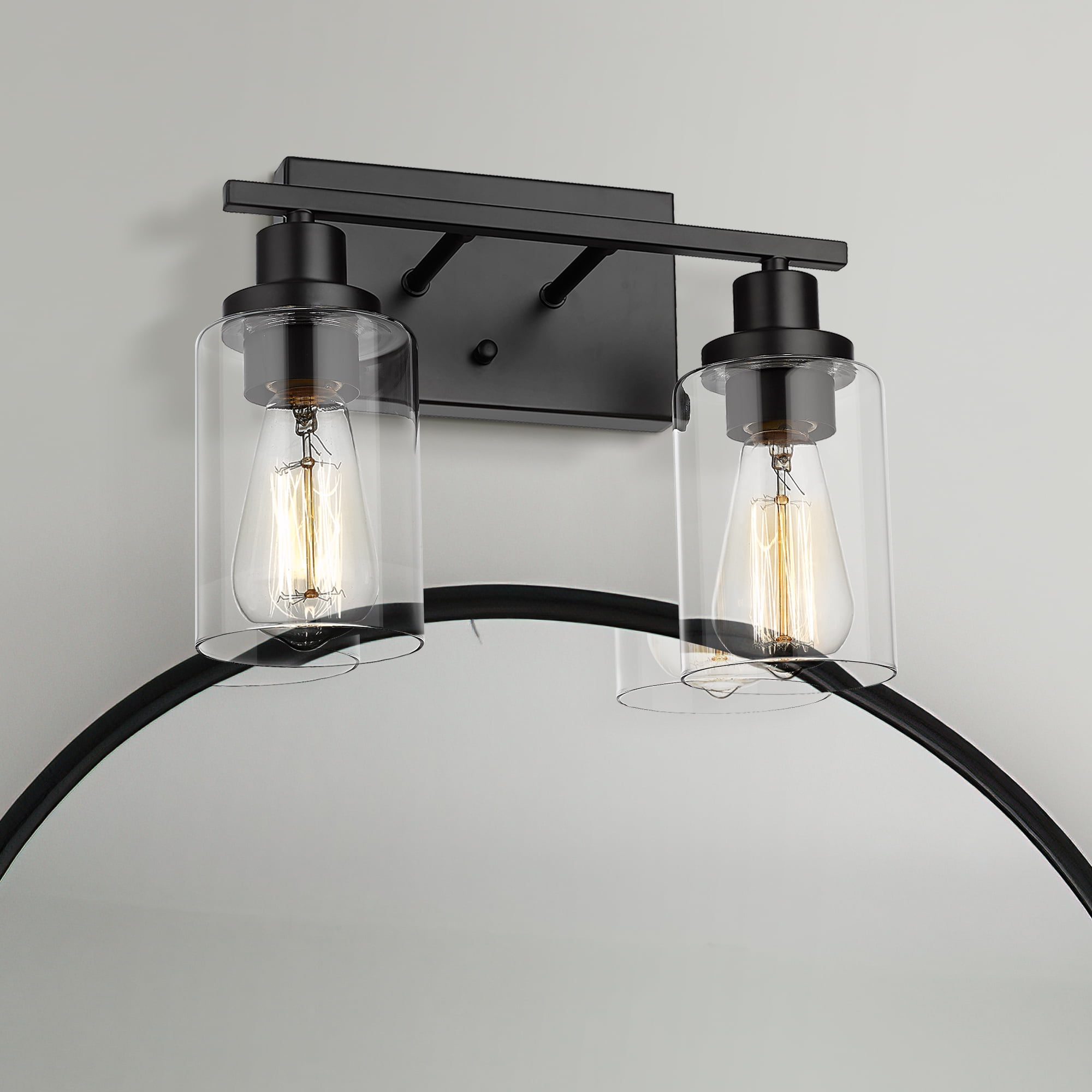 2Light Black Bathroom Light Fixtures Matte Black Vanity Light Modern