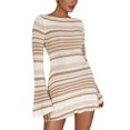 thumbnail image 1 of Faithtur Robe Mini d'Automne pour Femmes Manches Longues Dos Ouvert Contraste/couleur Unie Robe Pull Décontractée, 1 of 8