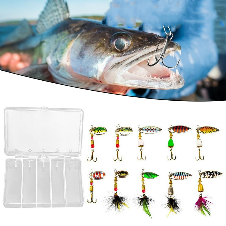 10 PCS Fishing Lures Spinner Baits Bass Trout Salmon Hard Metal Spinner  Baits Box For Freshwater Saltwater 
