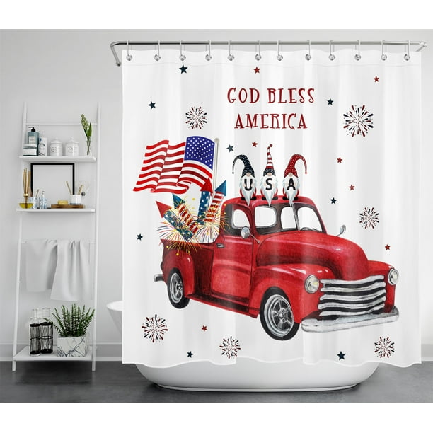 HVEST 4th of July Shower Curtain American Flag Independence Day Shower