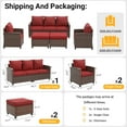 thumbnail image 5 of ELPOSUN Patio Furniture Sets, 5 Pieces Outdoor Patio Sectional Sofa Set, All-Weather Wicker Rattan Outdoor Conversation Set with Ottoman Thick Wine Red Cushions for Poolside, Backyard, 5 of 7
